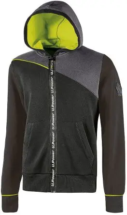 Produktfoto 1 von UPower Jupiter Herren Sweatshirt, 35 % Polyester, 65 % Baumwolle Schwarz Reißverschluss, Größe 2XL