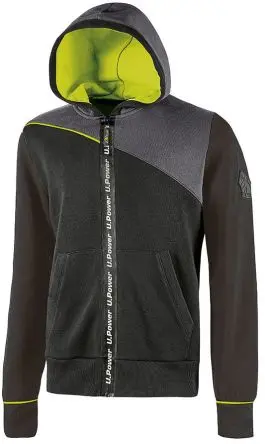 Produktfoto 1 von UPower Jupiter Herren Sweatshirt, 35 % Polyester, 65 % Baumwolle Schwarz Reißverschluss, Größe 3XL