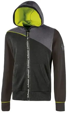 Produktfoto 1 von UPower Jupiter Herren Sweatshirt, 35 % Polyester, 65 % Baumwolle Schwarz Reißverschluss, Größe 4XL