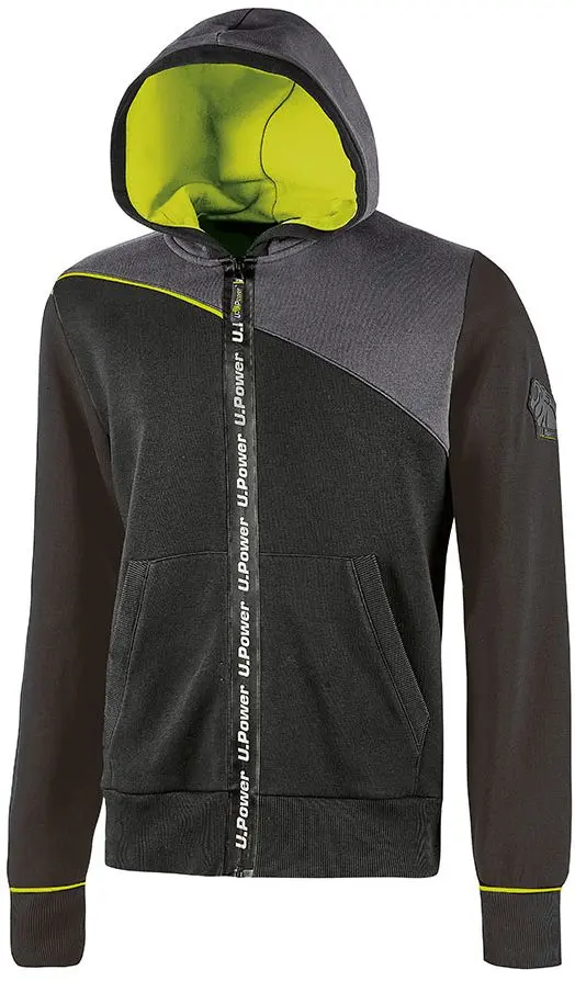 Produktfoto 1 von UPower Jupiter Herren Sweatshirt, 65 % Baumwolle, 35 % Polyester Schwarz Reißverschluss, Größe L