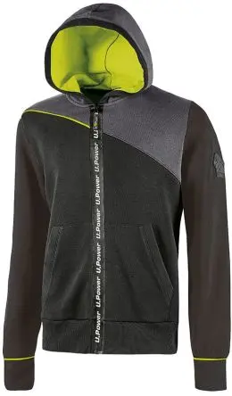 Produktfoto 1 von UPower Jupiter Herren Sweatshirt, 65 % Baumwolle, 35 % Polyester Schwarz Reißverschluss, Größe L