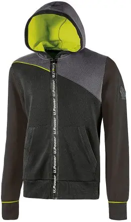 Produktfoto 1 von UPower Jupiter Herren Sweatshirt, 35 % Polyester, 65 % Baumwolle Schwarz Reißverschluss, Größe S