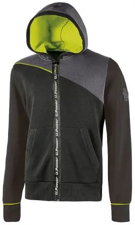 Produktfoto 1 von UPower Jupiter Herren Sweatshirt, 35 % Polyester, 65 % Baumwolle Schwarz Reißverschluss, Größe XL