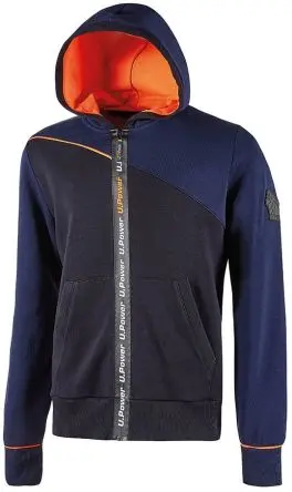 Produktfoto 1 von UPower Jupiter Herren Sweatshirt, 65 % Baumwolle, 35 % Polyester Blau Reißverschluss, Größe 2XL