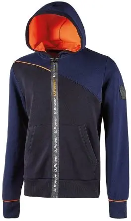 Produktfoto 1 von UPower Jupiter Herren Sweatshirt, 35 % Polyester, 65 % Baumwolle Blau Reißverschluss, Größe L