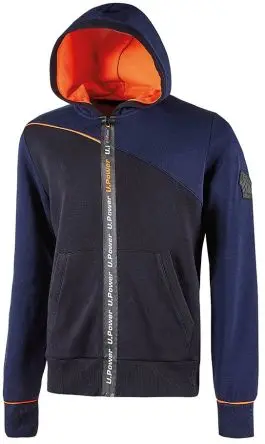 Produktfoto 1 von UPower Jupiter Herren Sweatshirt, 35 % Polyester, 65 % Baumwolle Blau Reißverschluss, Größe S