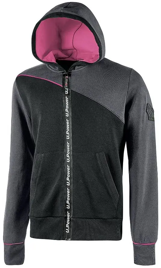 Produktfoto 1 von UPower Jupiter Unisex Sweatshirt, 35 % Polyester, 65 % Baumwolle Grau Reißverschluss, Größe 2XL
