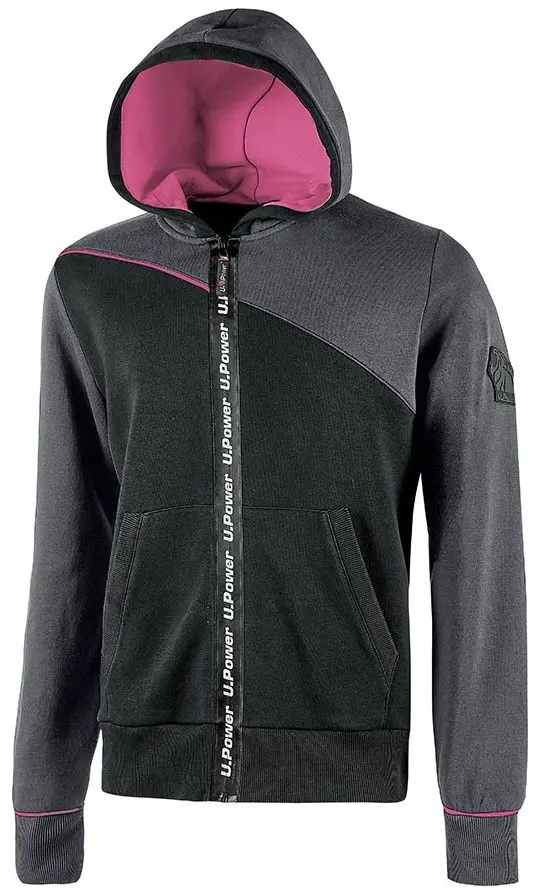 Produktfoto 1 von UPower Jupiter Unisex Sweatshirt, 65 % Baumwolle, 35 % Polyester Grau Reißverschluss, Größe 3XL