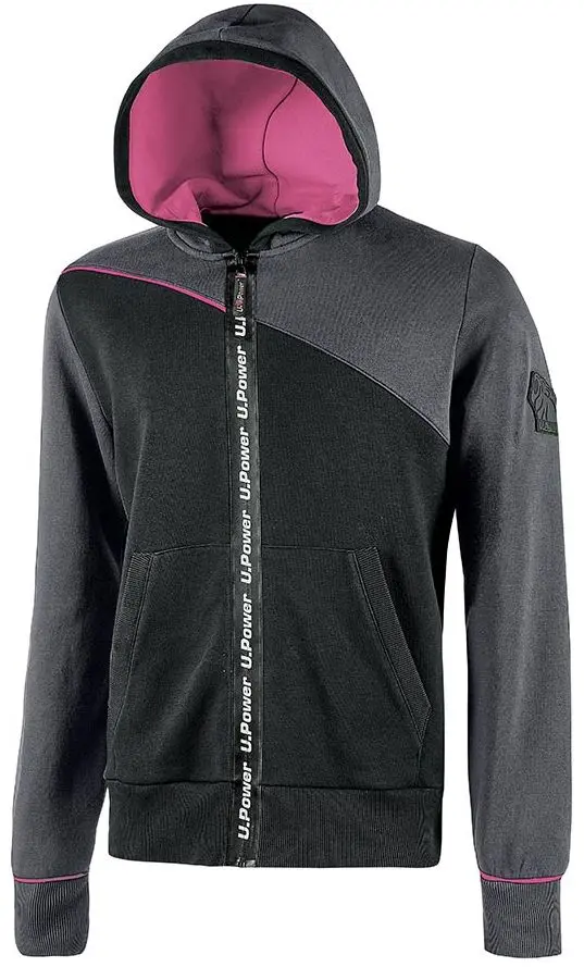 Produktfoto 1 von UPower Jupiter Unisex Sweatshirt, 65 % Baumwolle, 35 % Polyester Grau Reißverschluss, Größe L