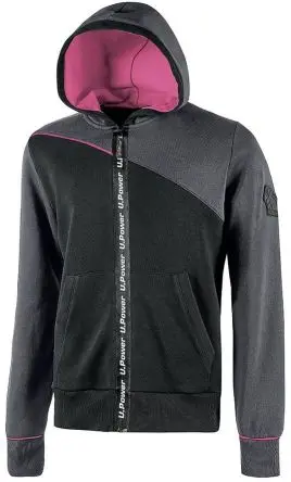 Produktfoto 1 von UPower Jupiter Unisex Sweatshirt, 65 % Baumwolle, 35 % Polyester Grau Reißverschluss, Größe L