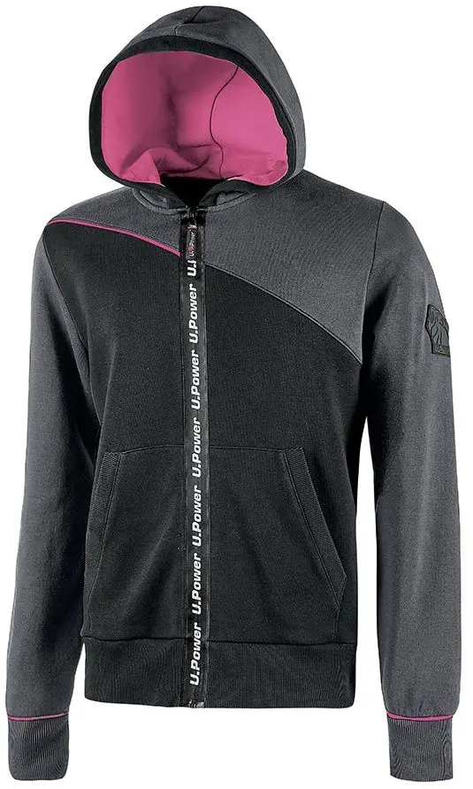 UPower Jupiter Unisex Sweatshirt, 35 % Polyester, 65 % Baumwolle Grau Reißverschluss, Größe M