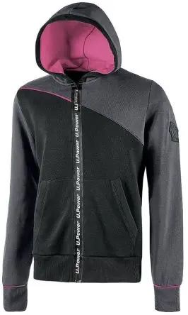 Produktfoto 1 von UPower Jupiter Unisex Sweatshirt, 35 % Polyester, 65 % Baumwolle Grau Reißverschluss, Größe M