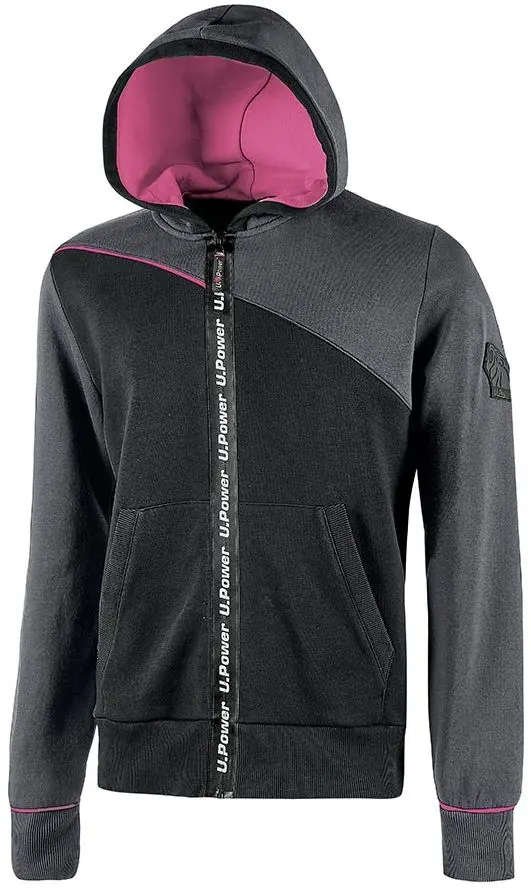 UPower Jupiter Unisex Sweatshirt, 35 % Polyester, 65 % Baumwolle Grau Reißverschluss, Größe S