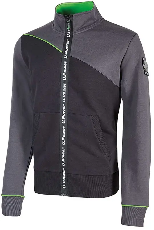 Produktfoto 1 von UPower URANUS Unisex Sweatshirt, 65 % Baumwolle, 35 % Polyester Grau Reißverschluss, Größe 4XL