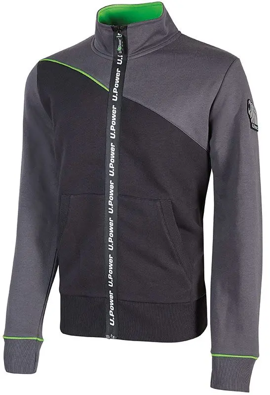Produktfoto 1 von UPower URANUS Unisex Sweatshirt, 65 % Baumwolle, 35 % Polyester Grau Reißverschluss, Größe L
