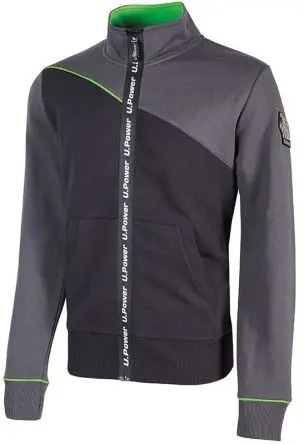 Produktfoto 1 von UPower URANUS Unisex Sweatshirt, 65 % Baumwolle, 35 % Polyester Grau Reißverschluss, Größe L
