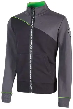 Produktfoto 1 von UPower URANUS Unisex Sweatshirt, 35 % Polyester, 65 % Baumwolle Grau Reißverschluss, Größe S