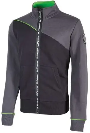 UPower URANUS Unisex Sweatshirt, 65 % Baumwolle, 35 % Polyester Grau Reißverschluss, Größe XL