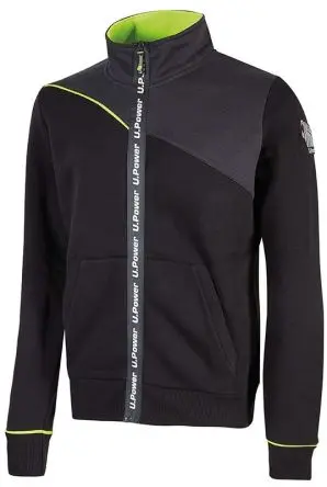UPower URANUS Unisex Sweatshirt, 35 % Polyester, 65 % Baumwolle Schwarz Reißverschluss, Größe 3XL