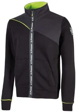 Produktfoto 1 von UPower URANUS Unisex Sweatshirt, 35 % Polyester, 65 % Baumwolle Schwarz Reißverschluss, Größe M