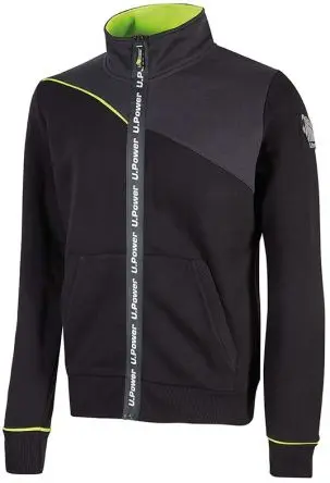 Produktfoto 1 von UPower URANUS Unisex Sweatshirt, 35 % Polyester, 65 % Baumwolle Schwarz Reißverschluss, Größe S