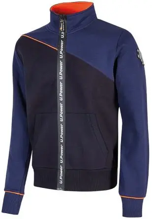 Produktfoto 1 von UPower URANUS Unisex Sweatshirt, 65 % Baumwolle, 35 % Polyester Blau Reißverschluss, Größe 3XL