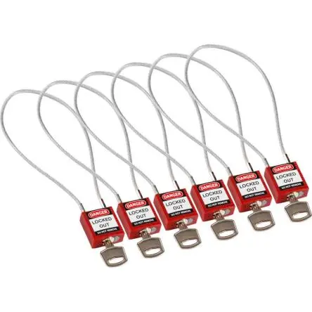 Produktfoto 1 von Brady Ummanteltes Metall, Nylon Sicherheits-Vorhängeschloss Vorhängeschloss Rot gleichsperrend, Bügel-Ø 4.72 mm x 215.9