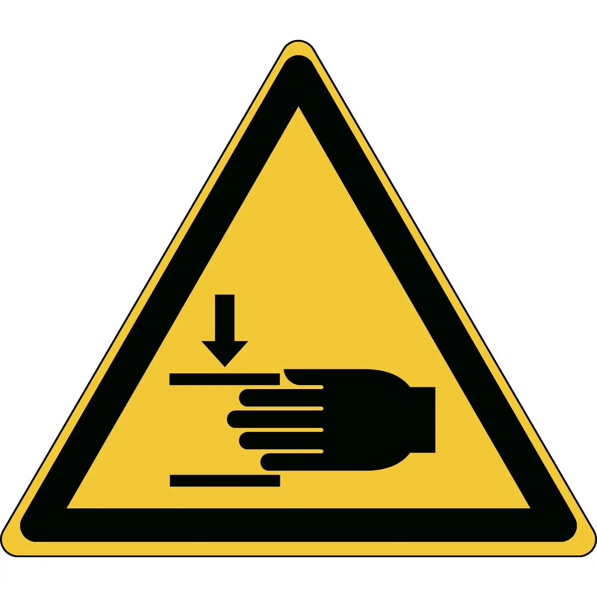 Produktfoto 1 von Brady Gefahren-Warnschild, Weiße Polyesterfolie Selbstklebend EMEA 'Quetschungen der Hände', 173 mm x 200 mm