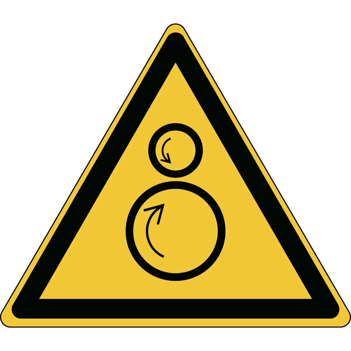 Produktfoto 1 von Brady Gefahren-Warnschild, Polyesterfilm Selbstklebend EMEA 'Gefahr durch sich drehende Teile', 173 mm x 200 mm