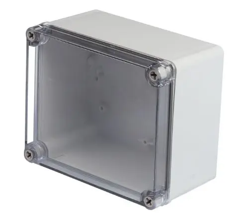 Produktfoto 1 von RS PRO TJ Polycarbonat Wandanschlusskasten Grau IP66 CE Transparente Tür, HxBxT 190 mm, 130 mm x 130 mm