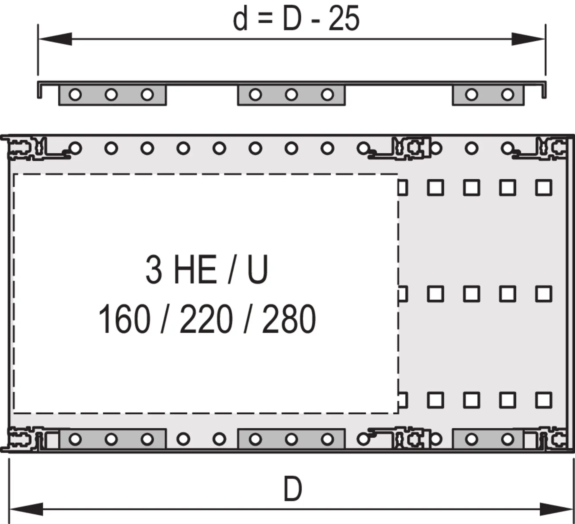 Produktfoto 1 von nVent SCHROFF EuropacPRO Deckelplatte, Deckelplatte für Rackbefestigungen 175 mm, Aluminium 175 mm, 1 Per Pack Stück 175