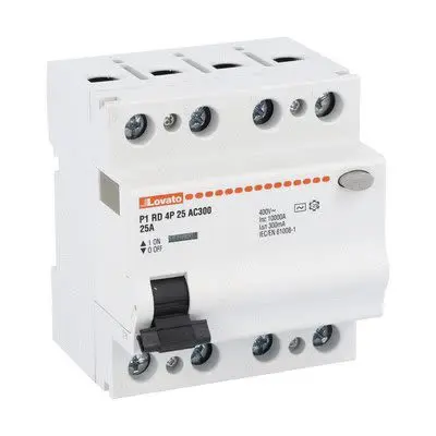 Produktfoto 1 von Lovato P1RD FI-Schutzschalter, 4-polig, 25A, 300 mA Typ AC P1 RoHS, IECENBS 610081