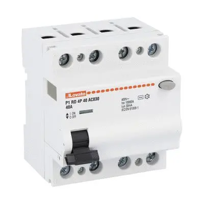 Produktfoto 1 von Lovato P1RD FI-Schutzschalter, 4-polig, 40A, 30 mA Typ AC P1 RoHS, IECENBS 610081