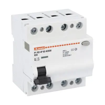 Produktfoto 1 von Lovato P1RD FI-Schutzschalter, 4-polig, 63A, 30 mA Typ AC P1 IECENBS 610081, RoHS