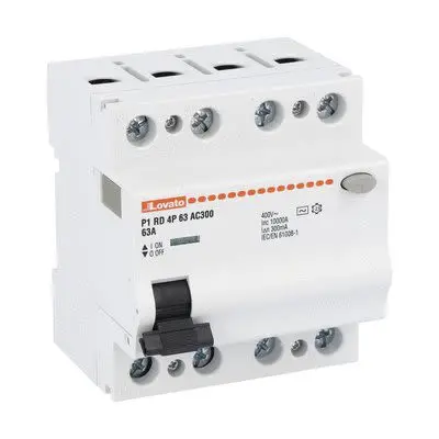 Produktfoto 1 von Lovato P1RD FI-Schutzschalter, 4-polig, 63A, 300 mA Typ AC P1 IECENBS 610081, RoHS