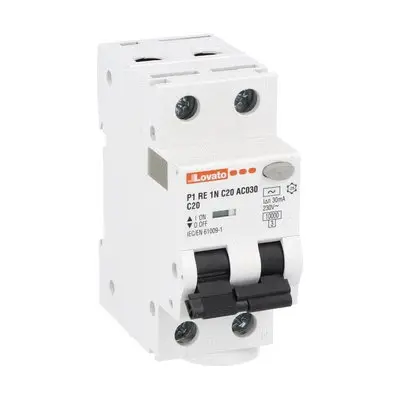 Produktfoto 1 von Lovato P1 P1RE FI/LS-Schalter (RCBO) 20 A, 1-polig Typ C, Empfindlichkeit 30 mA