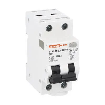 Produktfoto 1 von Lovato P1 P1RE FI/LS-Schalter (RCBO) 20A, 1-polig Typ C, Empfindlichkeit 30 mA