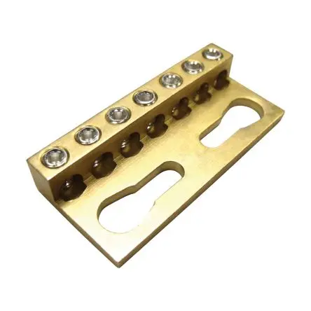 Produktfoto 1 von nVent ERIFLEX Schutzleiterklemme, 7-polig, 16AWG, 6 AWG, 1.5mm², 16 mm² Stromschiene, Gelb Messing