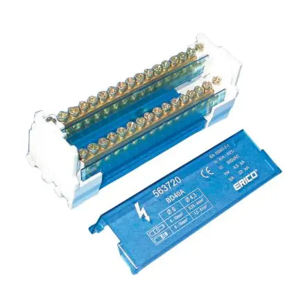 Produktfoto 1 von nVent ERIFLEX Verteilerblock 2-polig / 500V 40A, Polyamid Blau