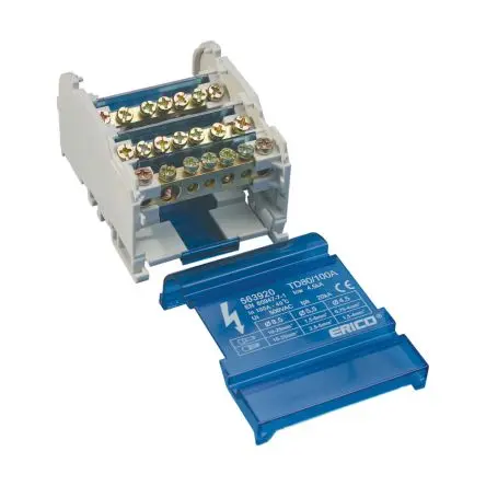 Produktfoto 1 von nVent ERIFLEX Verteilerblock 4-polig / 500V 100A, Thermoplast Blau