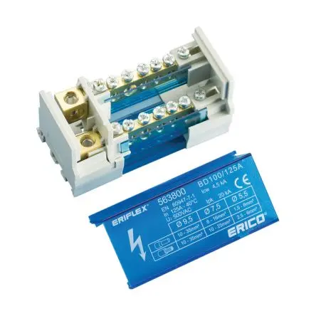 Produktfoto 1 von nVent ERIFLEX Verteilerblock 2-polig / 690V 125A, Polyamid Blau