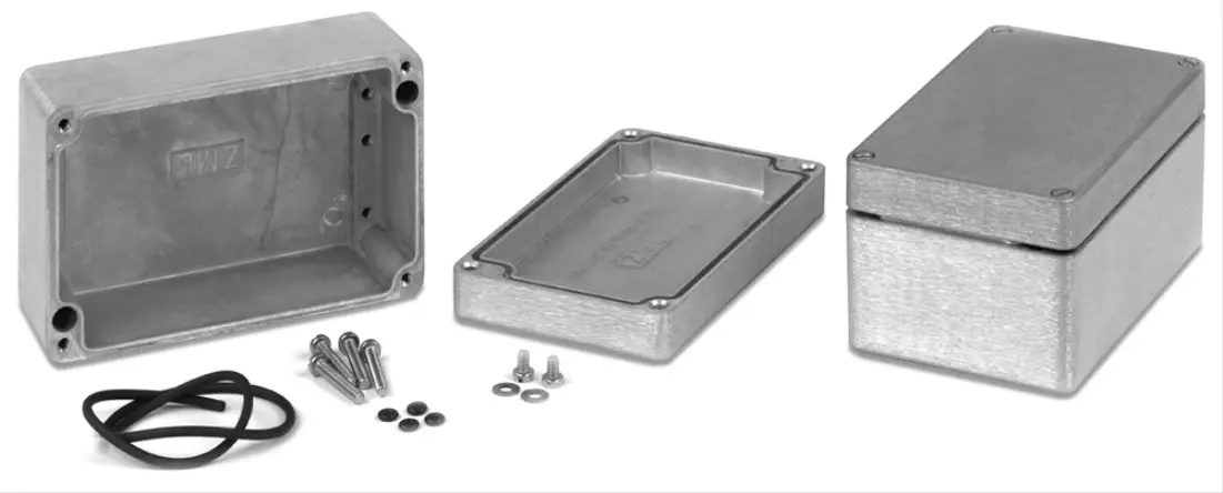 Produktfoto 1 von Hammond 1590Z; Gehäuse; Aluminiumdruckguss; Grau Geflanscht; IK08 IP68 Breite 80 mm Höhe 60 mm Länge 200 mm