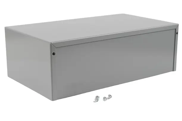 Produktfoto 1 von Hammond 1411-1412; Gehäuse; Aluminium, Stahl; Grau Geflanscht Breite 178 mm Höhe 102 mm Länge 305 mm