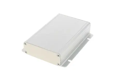 Produktfoto 1 von Hammond 1455F; Gehäuse; Aluminium; Hell eloxiert Geflanscht IP54 Breite 78 mm Höhe 28 mm Länge 121 mm