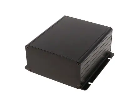 Produktfoto 1 von Hammond 1455F; Gehäuse; Aluminium; Schwarz Geflanscht IP54 Breite 78 mm Höhe 28 mm Länge 121 mm