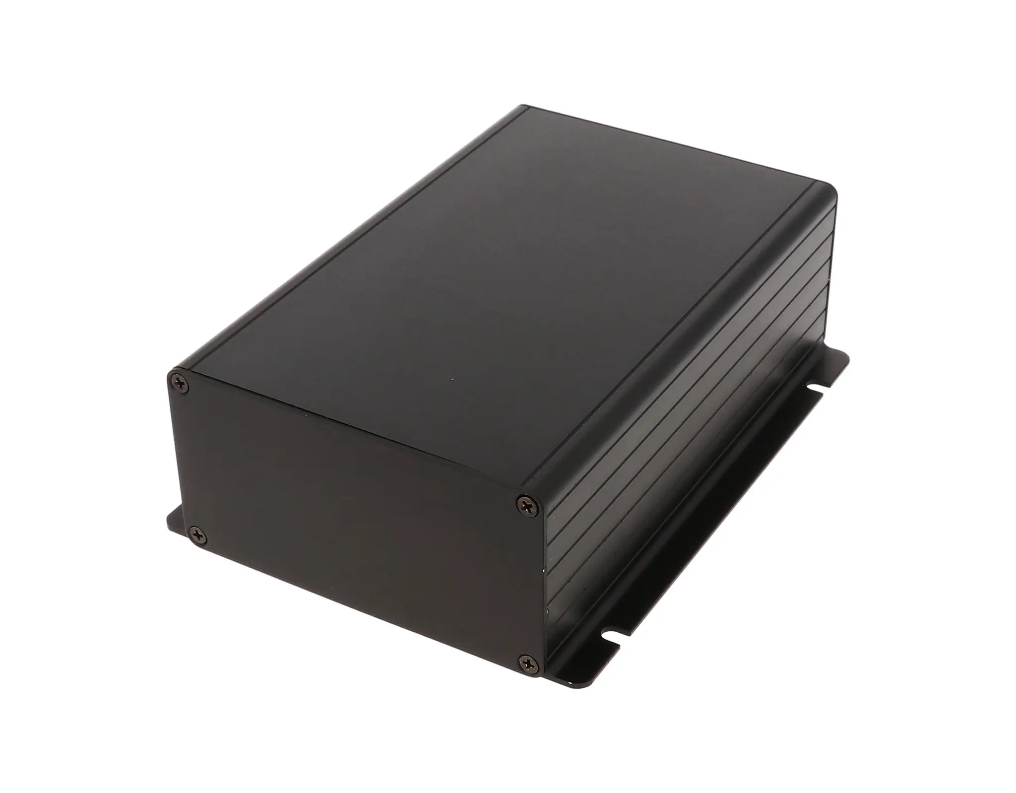 Produktfoto 1 von Hammond 1455F; Gehäuse; Aluminium; Schwarz Geflanscht IP54 Breite 123 mm Höhe 53 mm Länge 160 mm