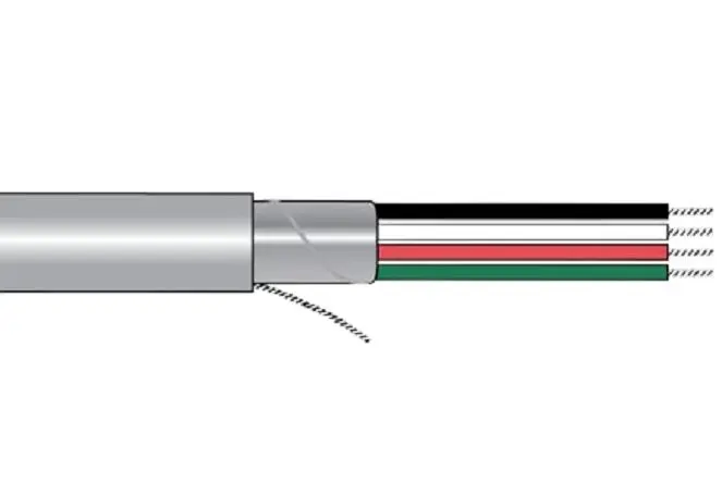 Produktfoto 1 von Alpha Wire Alpha Essentials Communication & Control Netzkabel, 4-adrig Grau /Ø 0.185 in Außen-ø , 100 ft 80 °C, 300 V,