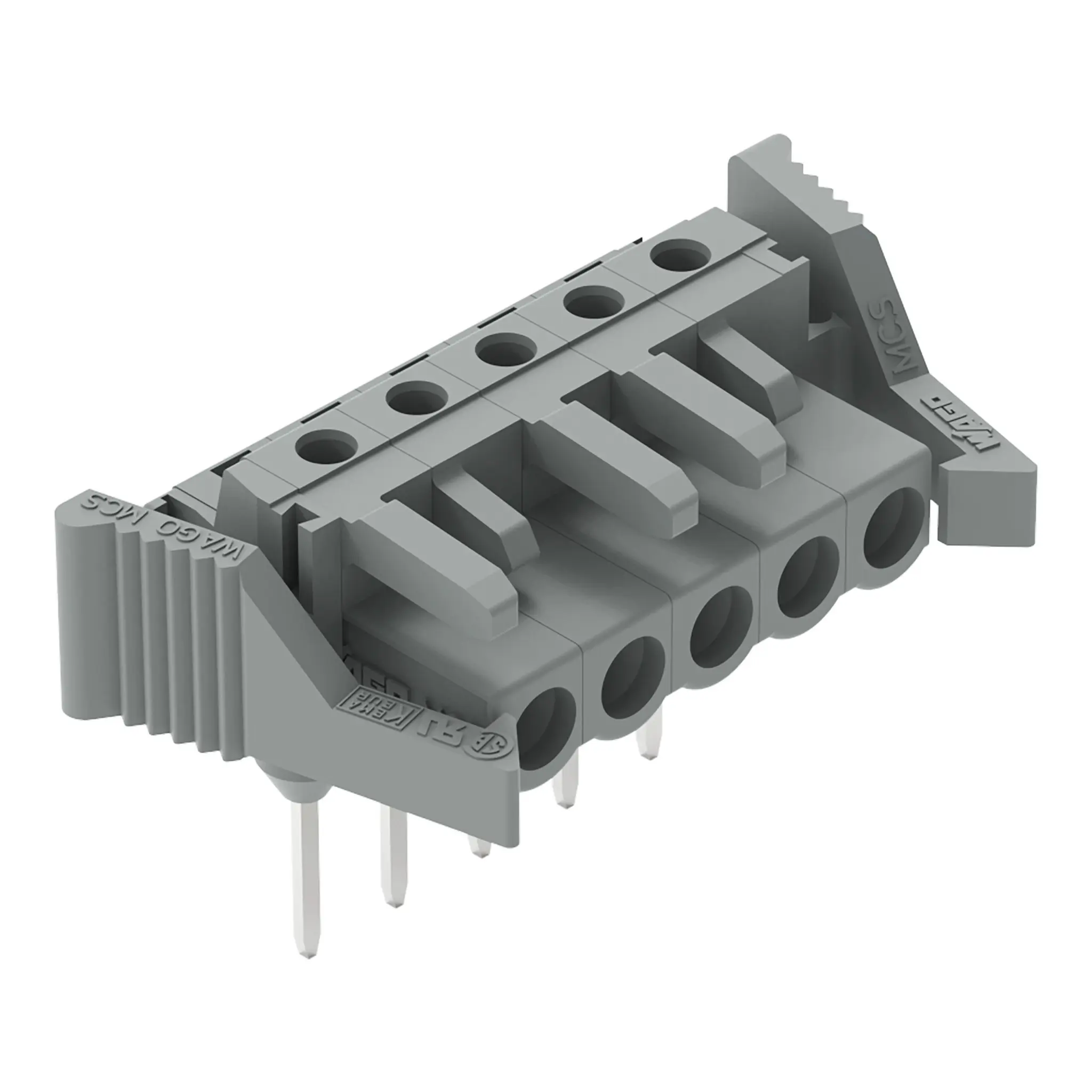 Produktfoto 1 von WAGO 232 Leiterplattensteckverbinder Abgewinkelt Schienenverkehr 5-polig / 1-reihig, Raster 5 mm Lot