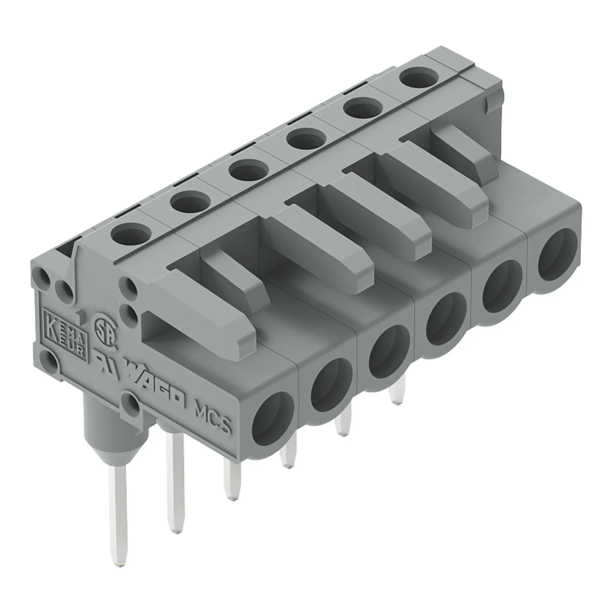 Produktfoto 1 von WAGO 232 Leiterplattensteckverbinder Abgewinkelt Schienenverkehr 6-polig / 1-reihig, Raster 5 mm Steckbar