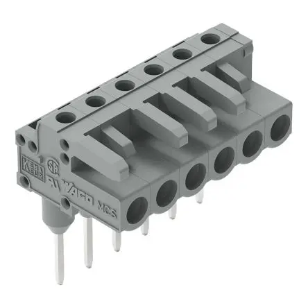 Produktfoto 1 von WAGO 232 Leiterplattensteckverbinder Abgewinkelt Schienenverkehr 6-polig / 1-reihig, Raster 5 mm Steckbar